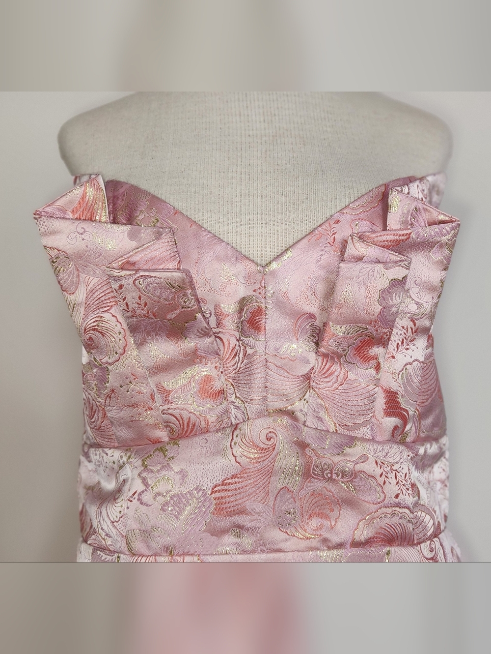 Fate Pink and Gold Floral Brocade Dress - Picture 5 of 6